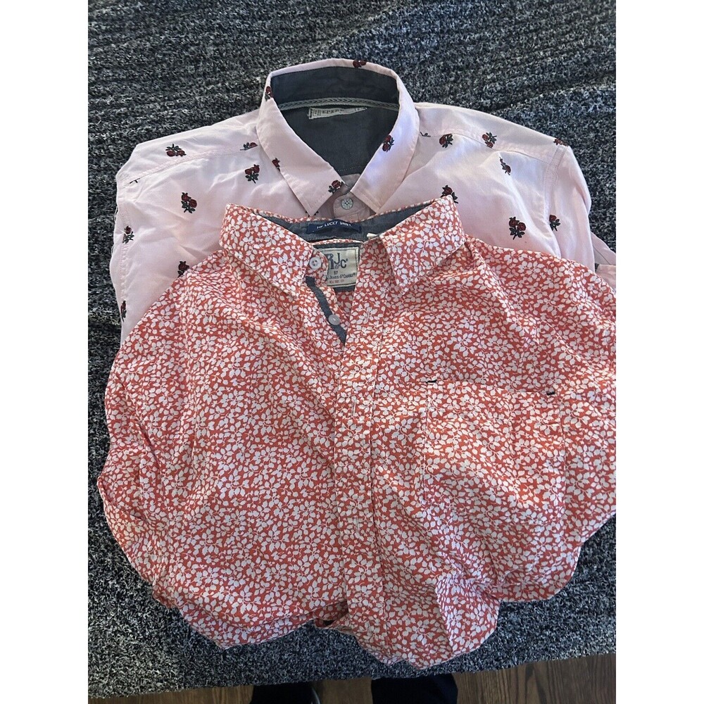 Lot Of 2 Short Sleeve Button Down Free Planet & RJC All Over Roses & Floral